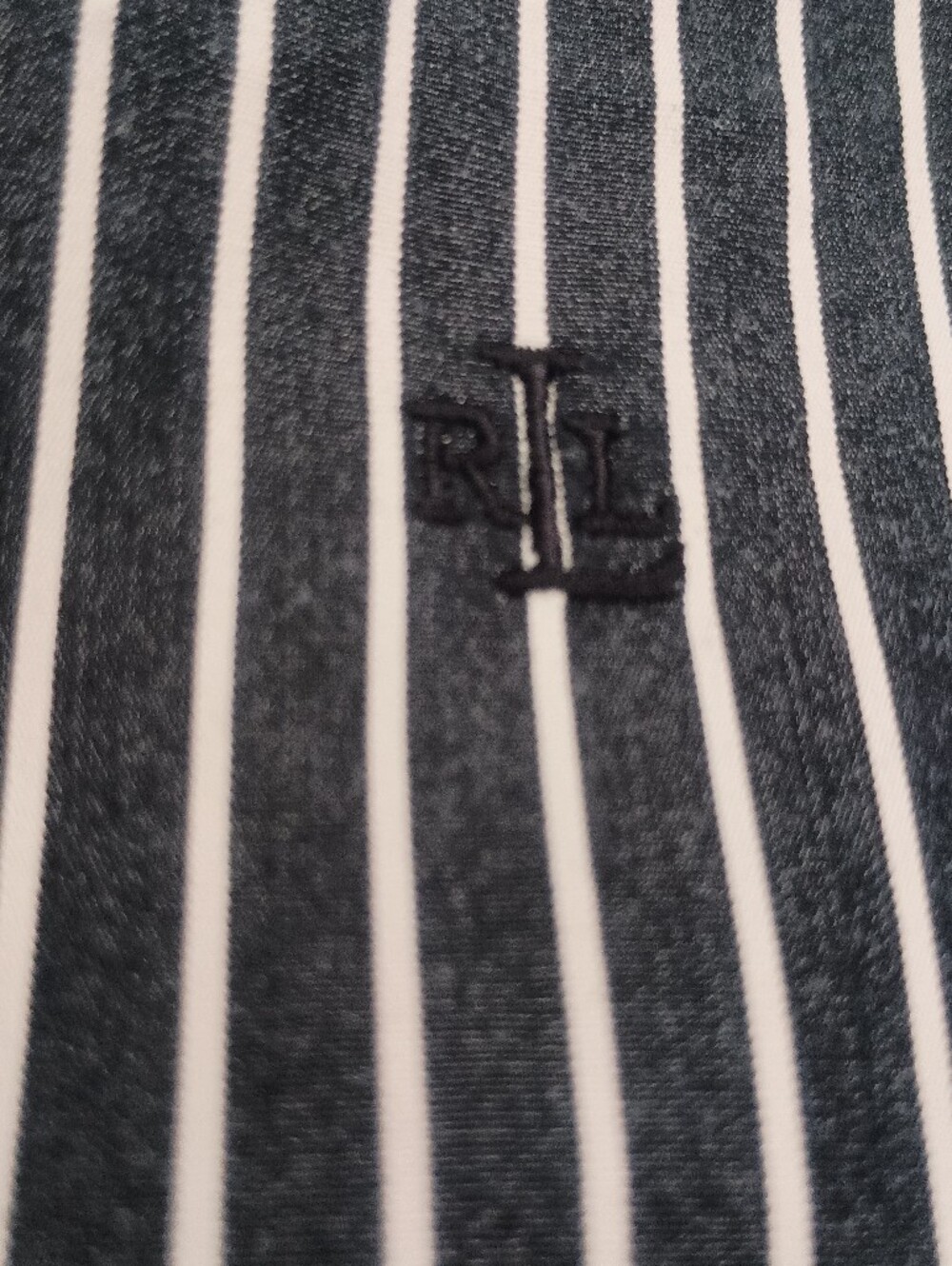 Lauren Ralph Lauren Womens Black Button Shirt XL Vertical White Striped Cotton - Picture 3 of 10